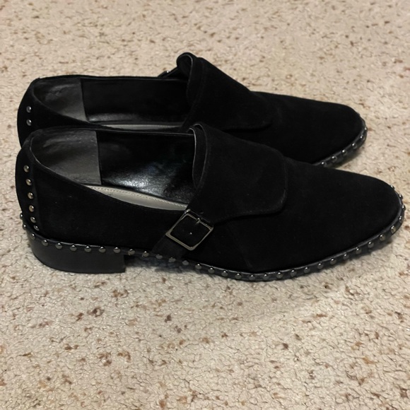 Black Suede Studded Loafers - Picture 3 of 7